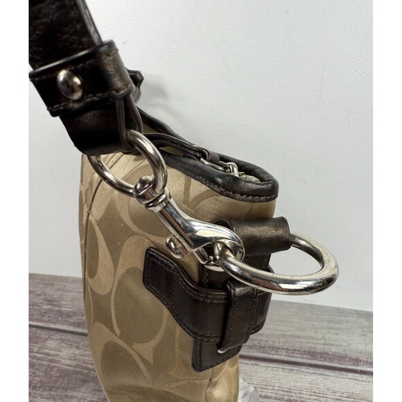 COACH F19730 Signature Chain Brown Beige Convertible Crossbody Shoulder bag - Picture 12 of 16